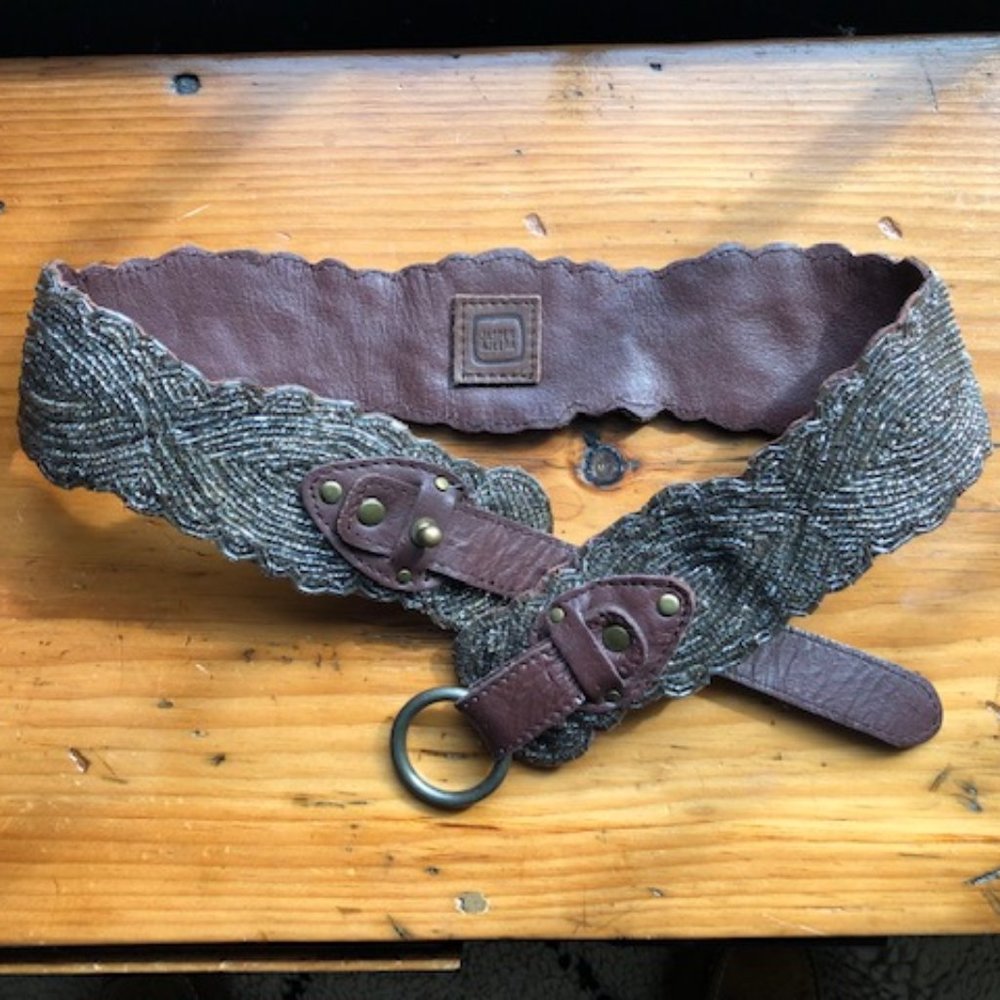 Anthropologie Jasper & Jeera beaded leather belt